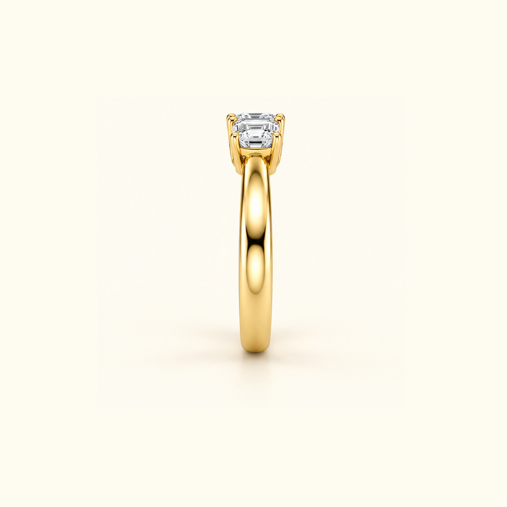 Side view of Cadence, a five-stone band in 14K yellow gold with five emerald diamonds
variant: yellow-gold