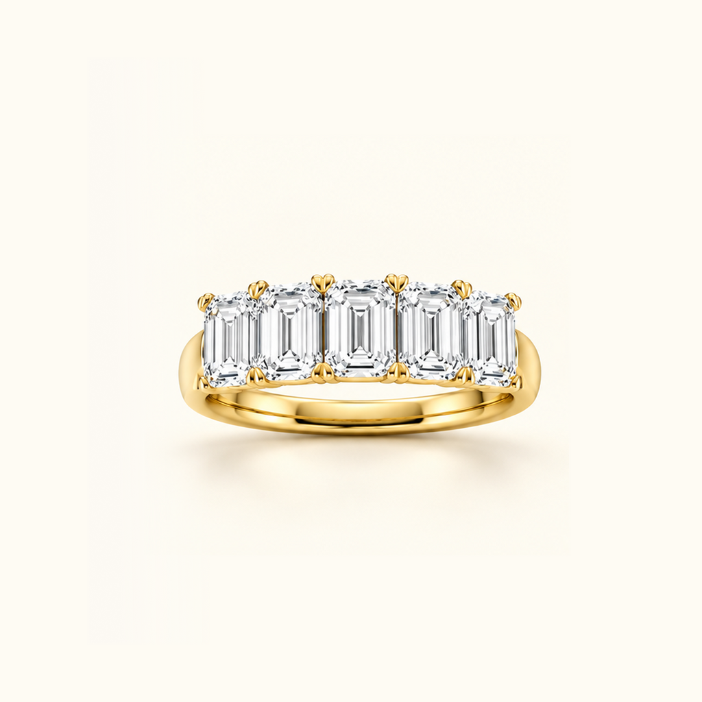Cadence five-stone band in 14K yellow gold with five emerald diamonds
variant: yellow-gold