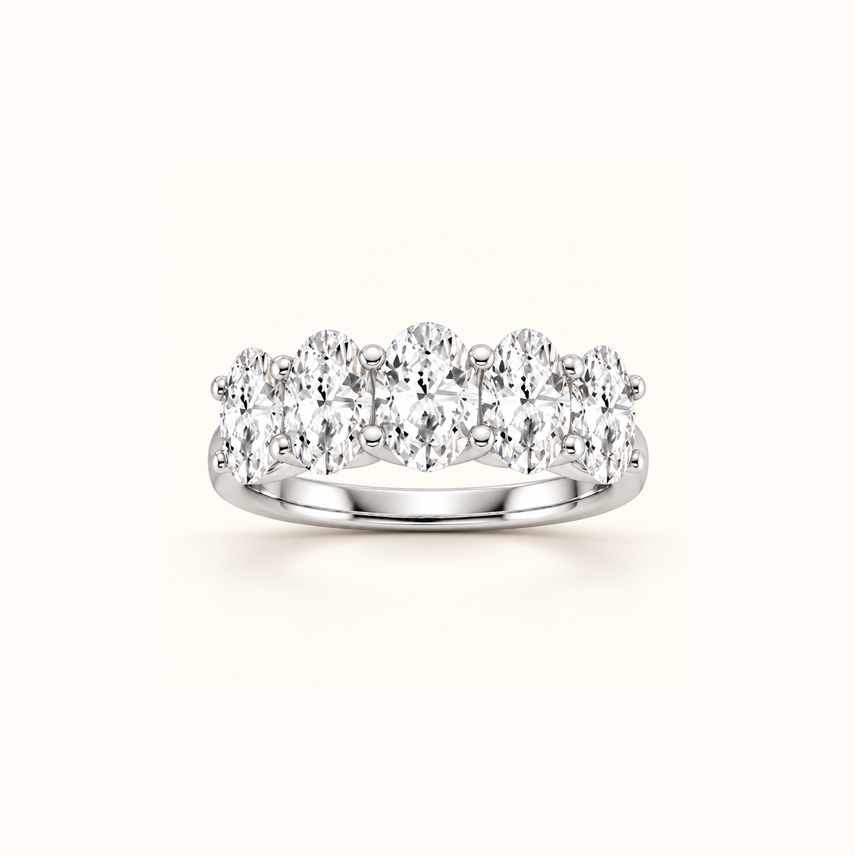 Cadence five-stone band in 14K white gold with five oval diamonds
variant: white-gold