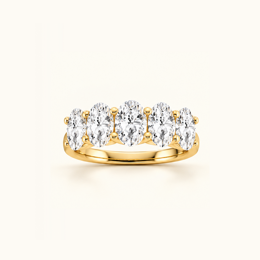 Cadence five-stone band in 14K yellow gold with five oval diamonds
variant: yellow-gold