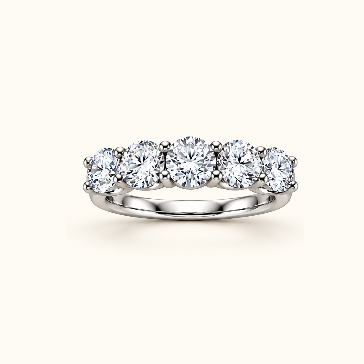 Cadence five-stone band in 14K white gold with five round diamonds
variant: white-gold