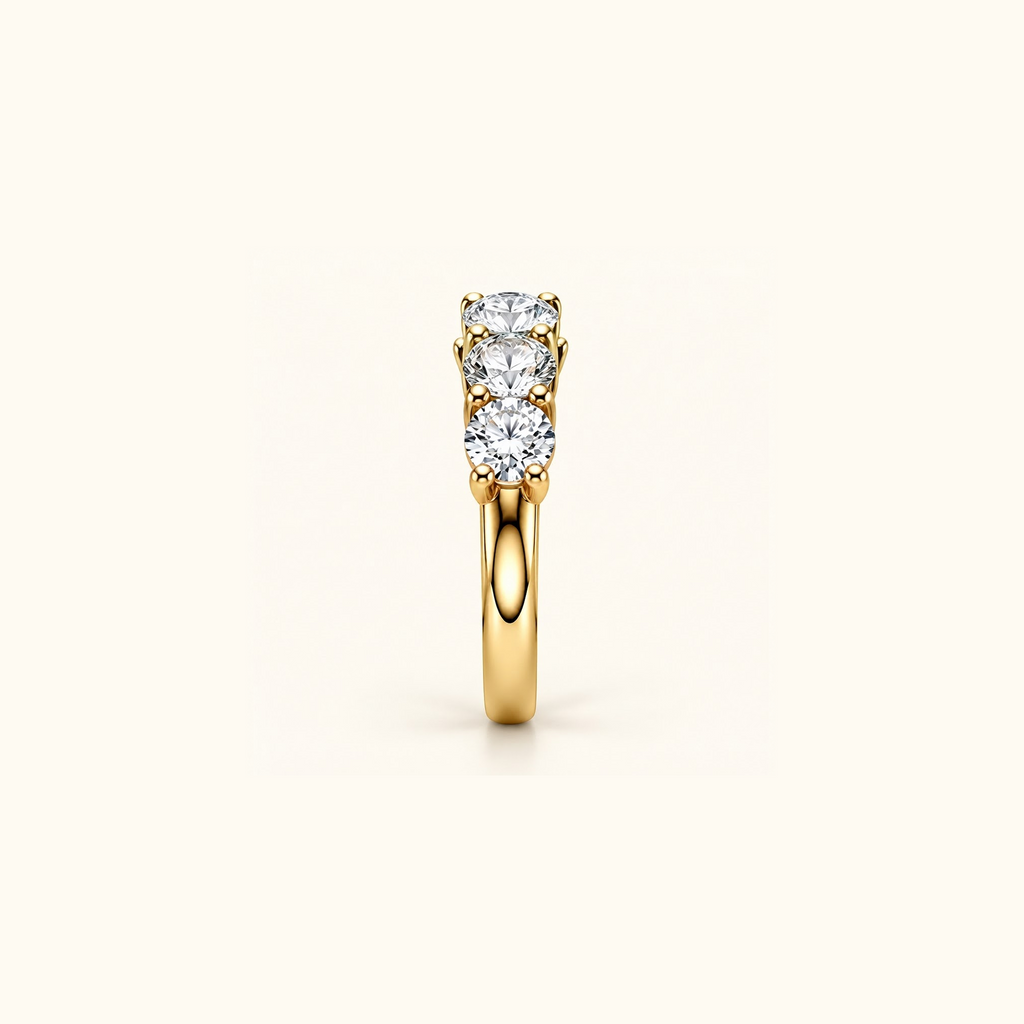 Side view of Cadence, a five-stone band in 14K yellow gold with five round diamonds
variant: yellow-gold