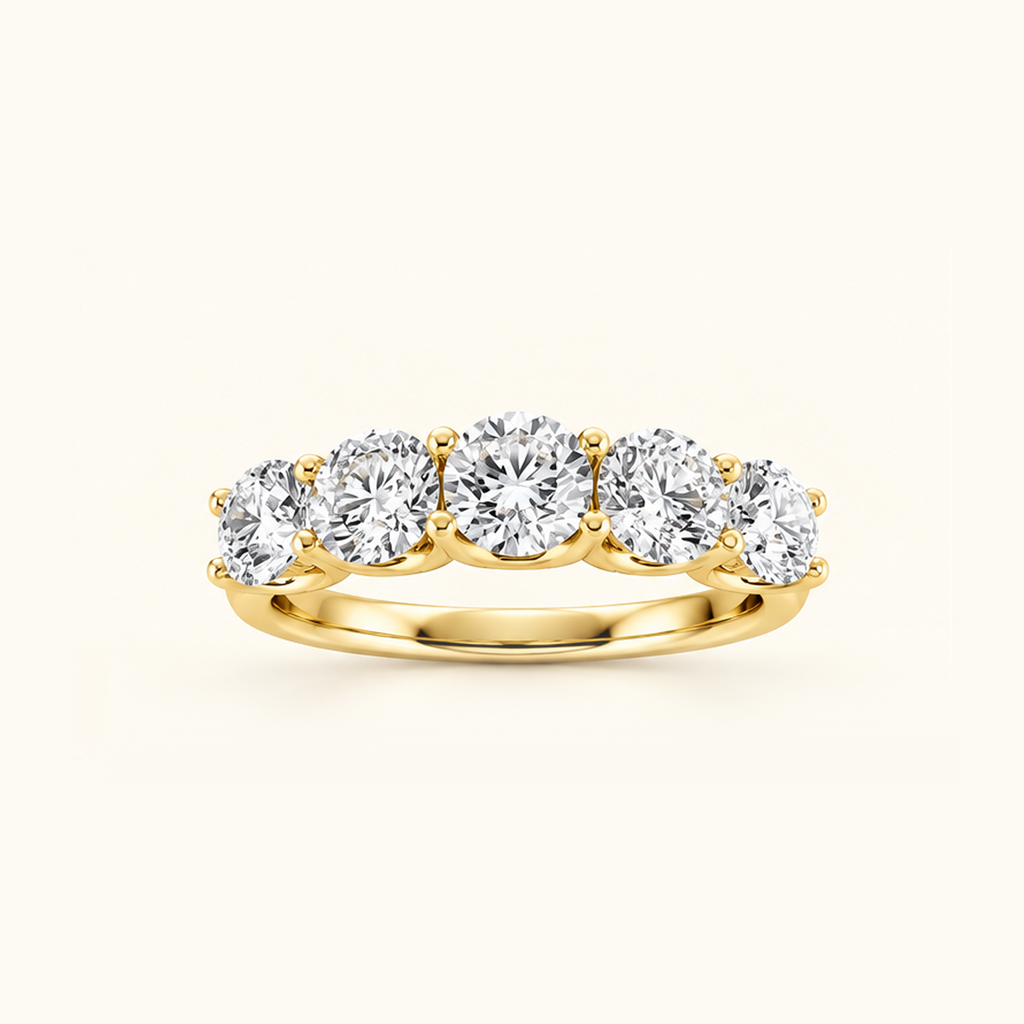 Cadence five-stone band in 14K yellow gold with five round diamonds
variant: yellow-gold