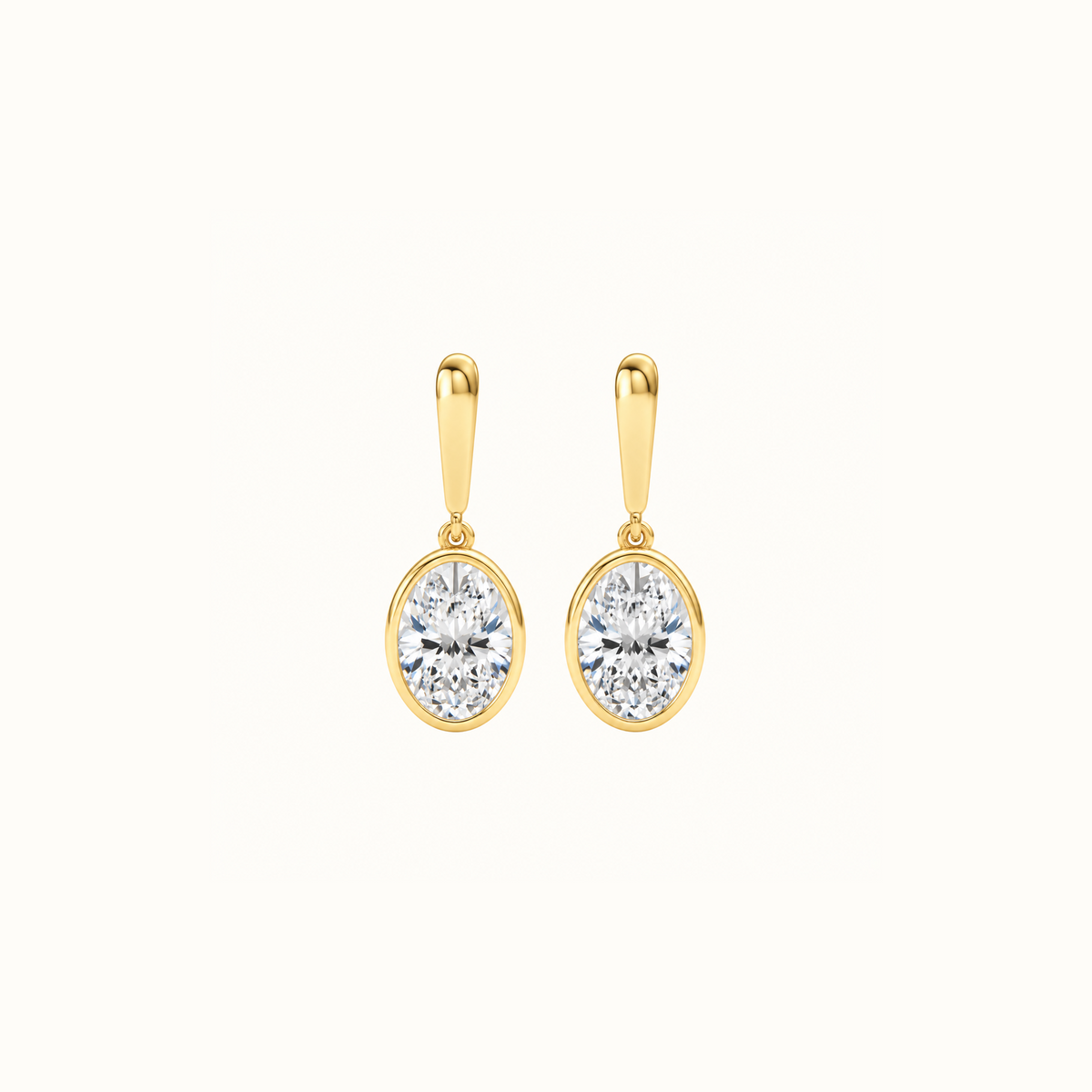 Droplet Earrings in 14K yellow gold, a pair of oval lab diamonds in smooth bezels hanging from polished gold bars
variant: yellow-gold