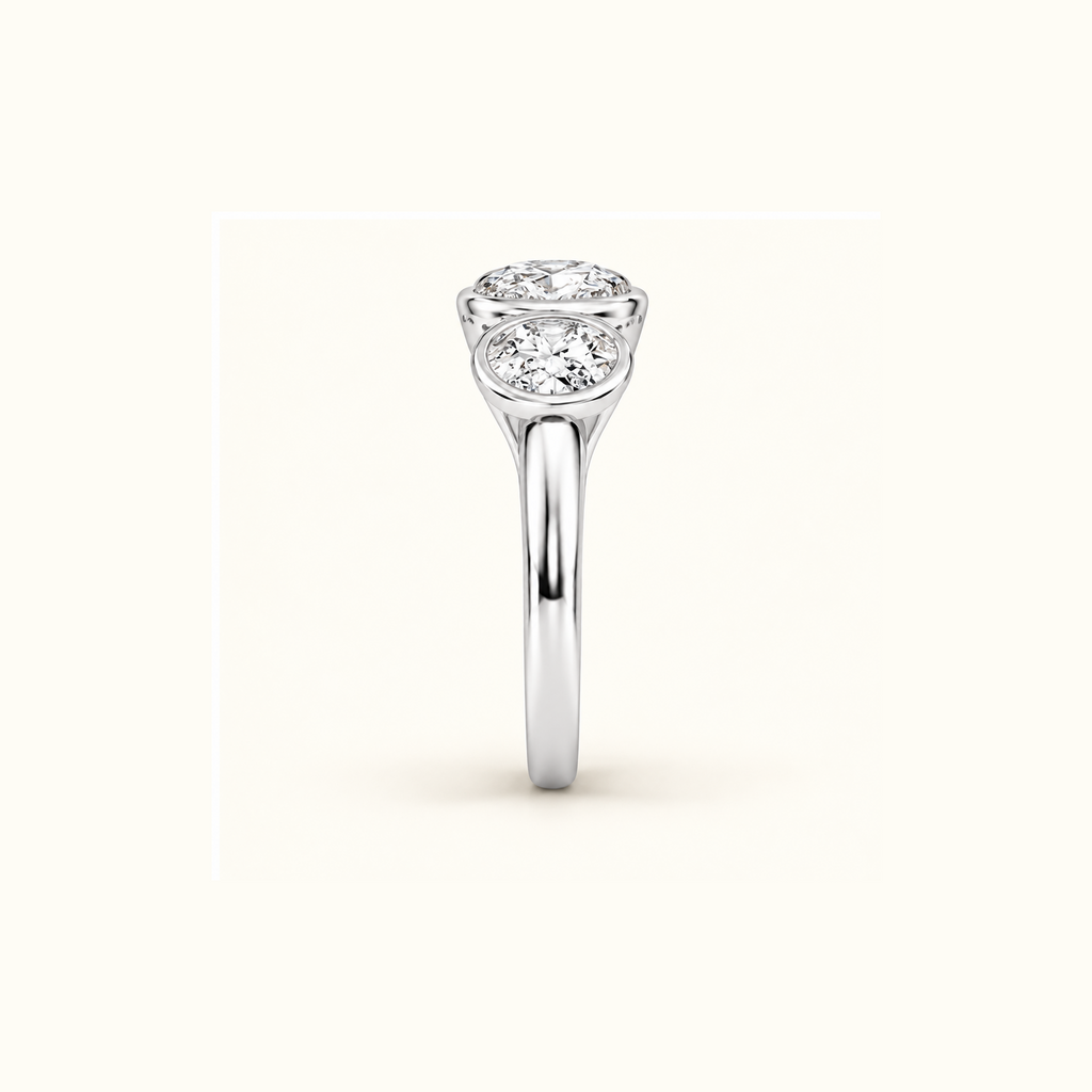 Side profile of the Luna Dome Ring in 14K white gold, showing the low, rounded bezel setting
variant: white-gold