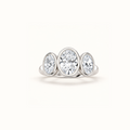 Luna Dome Ring in 14K white gold with three bezel-set oval lab diamonds in a row, the center stone largest
variant: white-gold
